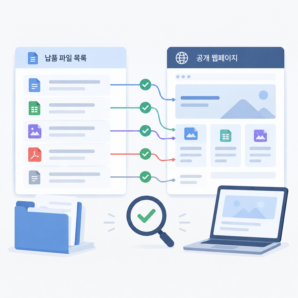 AI 생성 설명 이미지: GEO 세팅 해주는곳 AI SGAEO | 납품 파일과 공개 페이지를 나눠 검수하는 법